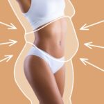 Young slim woman enjoys weight loss result