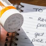 Closeup of prescription bottle with no refills